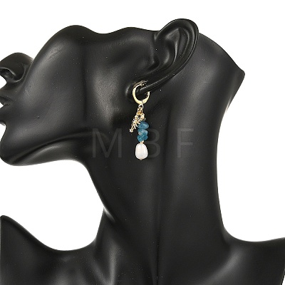 Ocean Brass Leverback Earrings EJEW-JE07463-1