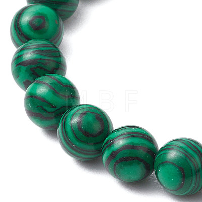 Synthetic Malachite Stretch Bracelets with Angel Charms BJEW-JB11046-05-1