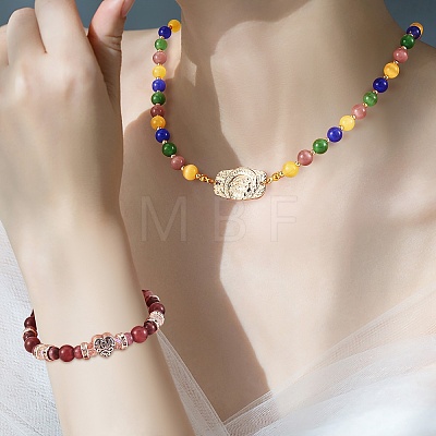 DIY Round Cat Eye Beads Bracelet Making Kit DIY-SZ0006-56C-1