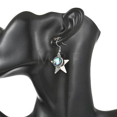Paua Shell and 304 Stainless Steel Dangle Earrings EJEW-JE07471-03-1