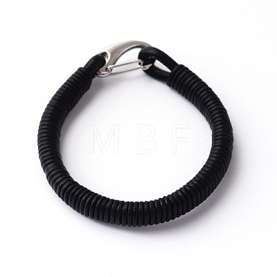 304 Stainless Steel Leather Cord Bracelets BJEW-N269-25-1