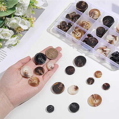 110Pcs 15 Styles Resin Button BUTT-CY0001-41-1