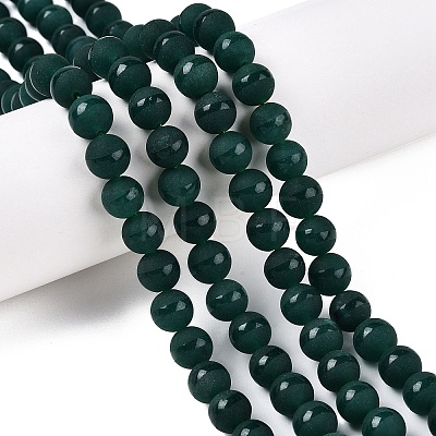 Frosted Natural White Jade Beads Strands G-T138-8mm-209I-1