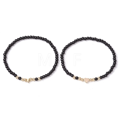 2Pcs 2 Styles Glass Seed Beaded Stretch Bracelet Sets for Women BJEW-JB11373-04-1