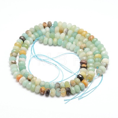 Faceted Natural Flower Amazonite Rondelle Beads Strands X-G-K090-12-1