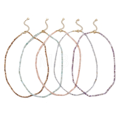 Natural Mixed Gemstone Faceted Rondelle Beaded Necklaces for Women NJEW-JN06286-1