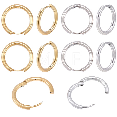20Pcs 2 Colors 202 Stainless Steel Huggie Hoop Earrings EJEW-BBC0002-35-1