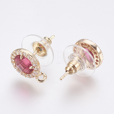 Faceted Glass Stud Earring Findings GLAA-F084-B03-1
