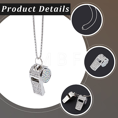 Alloy Crystal Rhinestone Whistle Pendant Necklaces NJEW-WH20001-24P-01-1