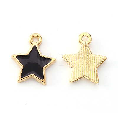 Light Gold Plated Alloy Enamel Pendants X-ENAM-R136-21C-1