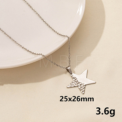 Stylish Stainless Steel Geometric Star Pendant Necklace for Women PD6789-1-1