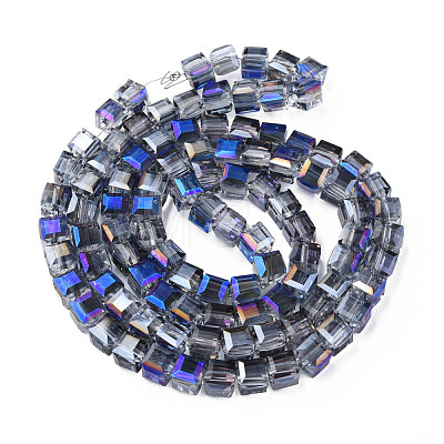 Electroplate Transparent Glass Beads Strands EGLA-N002-28-C06-1