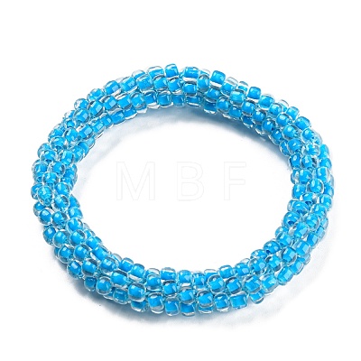 Crochet Glass Beads Braided Stretch Bracelet BJEW-K232-01-1