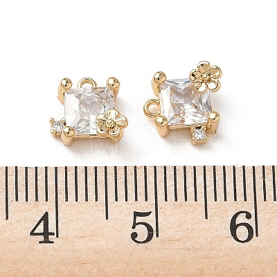 Brass Micro Pave Clear Cubic Zirconia Charms KK-P355-09G-1