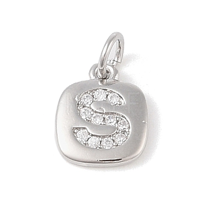 Rack Plating Brass Micro Pave CLear Cubic Zirconia Charms KK-E110-14P-S-1