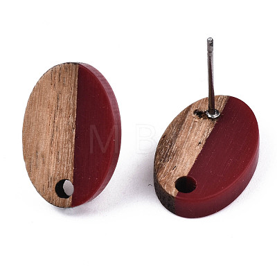 Opaque Resin & Walnut Wood Stud Earring Findings MAK-N032-004A-B02-1