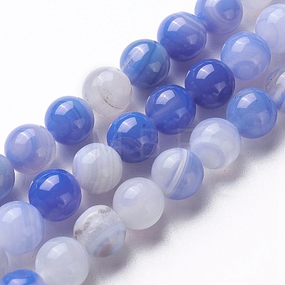 Natural Banded Agate Beads Strands G-P434-09A-A-1