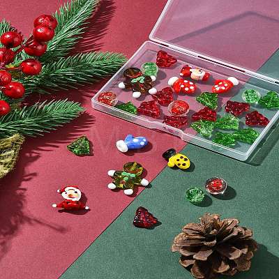 Christmas Theme Handmade Lampwork with Transparent Glass Bead Set DIY-FS0006-97-1
