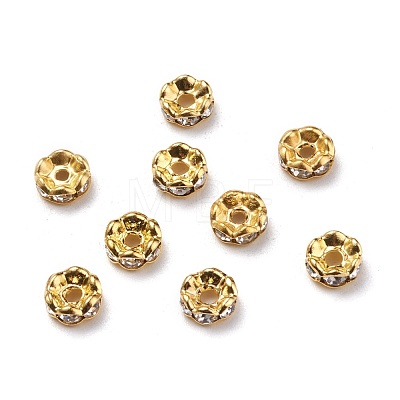 Brass Rhinestone Spacer Beads RB-A014-L6mm-01G-1