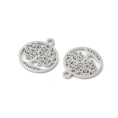 304 Stainless Steel Flat Round with Laser Cut Tree of Life Charms STAS-L022-512P-1