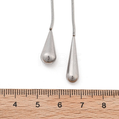 304 Stainless Steel Snake Chain Lariat Necklaces with Teardrop Ends NJEW-D300-02P-1