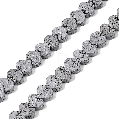 Electroplated Natural Lava Rock Beads Strands G-Q1009-G01-02G-1