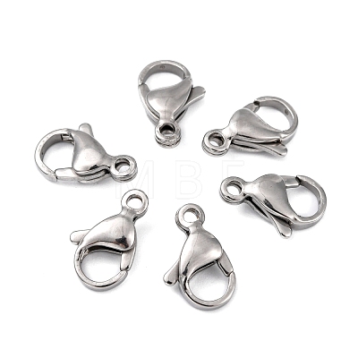 Polished 304 Stainless Steel Lobster Claw Clasps X-STAS-R072-39A-1