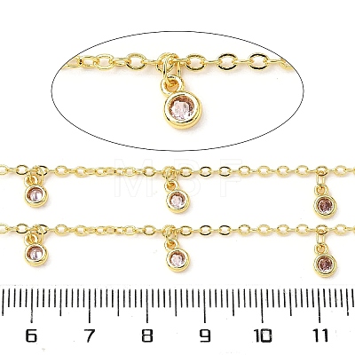 Brass Cubic Zirconia Cable Chains CHC-H112-02G-03-1