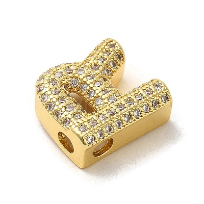 Brass Micro Pave Clear Cubic Zirconia Charms ZIRC-C009-01G-R-1