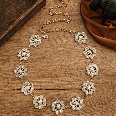 Alloy Crystal Rhinestone with Imitation Pearl Flower Link Chain Belly Belts for Women FS-WGCF5A6-01-1