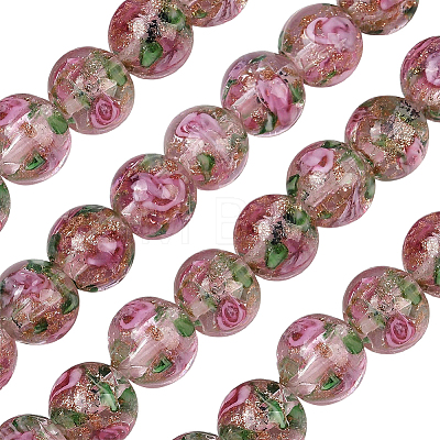 1 Strand Handmade Glod Sand Lampwork Beads Strands LAMP-PA0001-77C-1