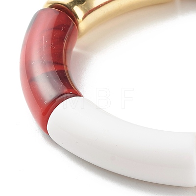 Curved Tube Beads Stretch Bracelet for Girl Women BJEW-JB06941-03-1
