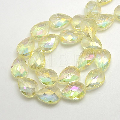 Electroplate Crystal Glass Teardrop Beads Strands X-EGLA-F067B-09-1