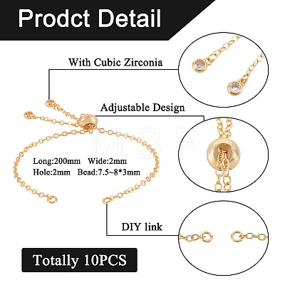 10Pcs Rack Plating Brass Cable Chain Link Bracelet Making KK-TA0001-42A-1