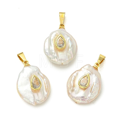 Natural Keshi Pearl Pendants PALLOY-JF05997-1