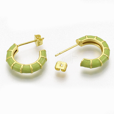 Brass Stud Earrings EJEW-S209-10C-1