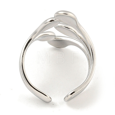 Non-Tarnish 304 Stainless Steel Teardrop Open Cuff Ring for Women RJEW-A043-14P-1