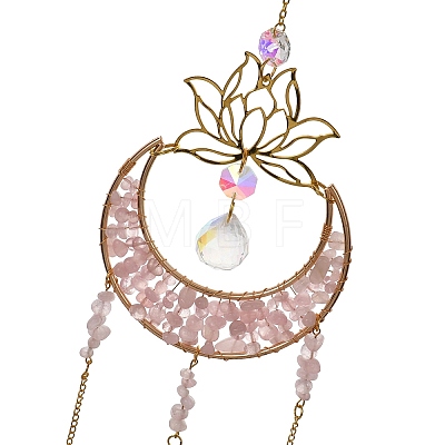 Moon Natural Rose Quartz Chips Hanging Suncatcher GG-CBAB970-02B-1