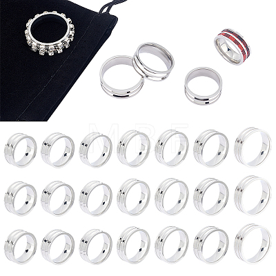 Unicraftale 21Pcs 7 Size 201 Stainless Steel Ring Core Blank for Inlay Jewelry Making RJEW-UN0002-39-1