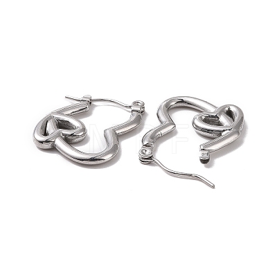Valentine's Day 304 Stainless Steel Double Heart Hoop Earrings for Women EJEW-G326-06P-1