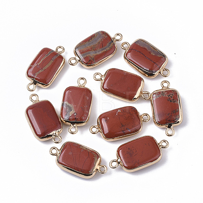 Edge Golden Plated Natural Red Jasper Links connectors G-S359-034B-1