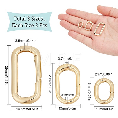 6Pcs 3 Style Brass Spring Gate Rings DIY-SC0019-62-1