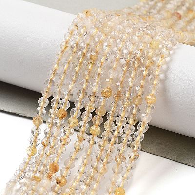 Natural Gold Rutilated Quartz Beads Strands G-G161-A17-05-1