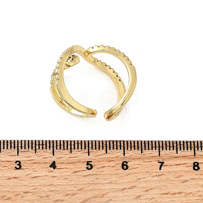 Brass Micro Pave Cubic Zirconia Cuff Rings for Women RJEW-F188-01G-1