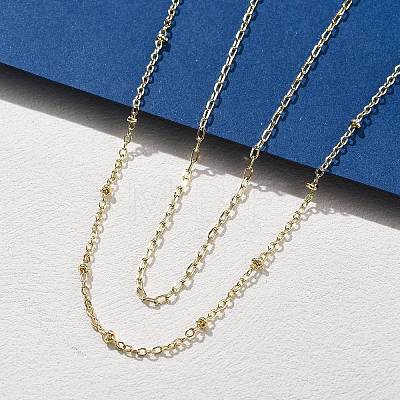 Brass Double Layer Necklaces NJEW-D302-51G-1