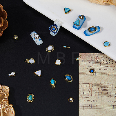 60Pcs 15 Styles Alloy Resin Cabochons MRMJ-DC0001-22-1