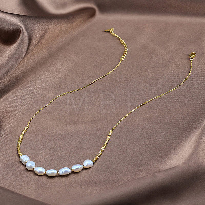 Potato Natural Freshwater Pearl Bib Necklaces NJEW-G153-01G-1