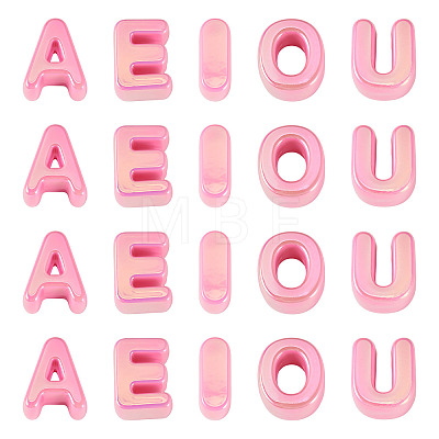 50Pcs 5 Styles UV Plating Opaque Acrylic Beads PACR-TA0001-31H-1