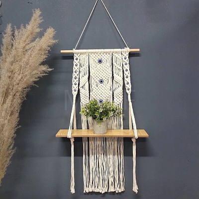 Bohemian Handmade Cotton Cord Macrame Woven Tapestry Wall Hanging Ornaments PW-WG65450-08-1