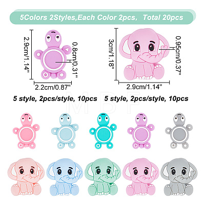 20Pcs 10 Style Silicone Beads Sets SIL-AR0001-09-1
